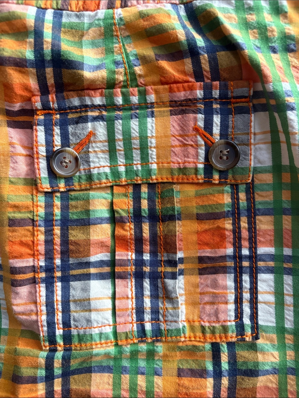 Liz Claiborne Retro Preppy Madras Plaid Knee-length Skirt Orange Green size 10 - Picture 5 of 10